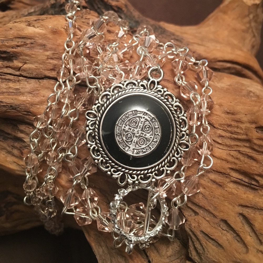SANTA- pink St Benedict necklace